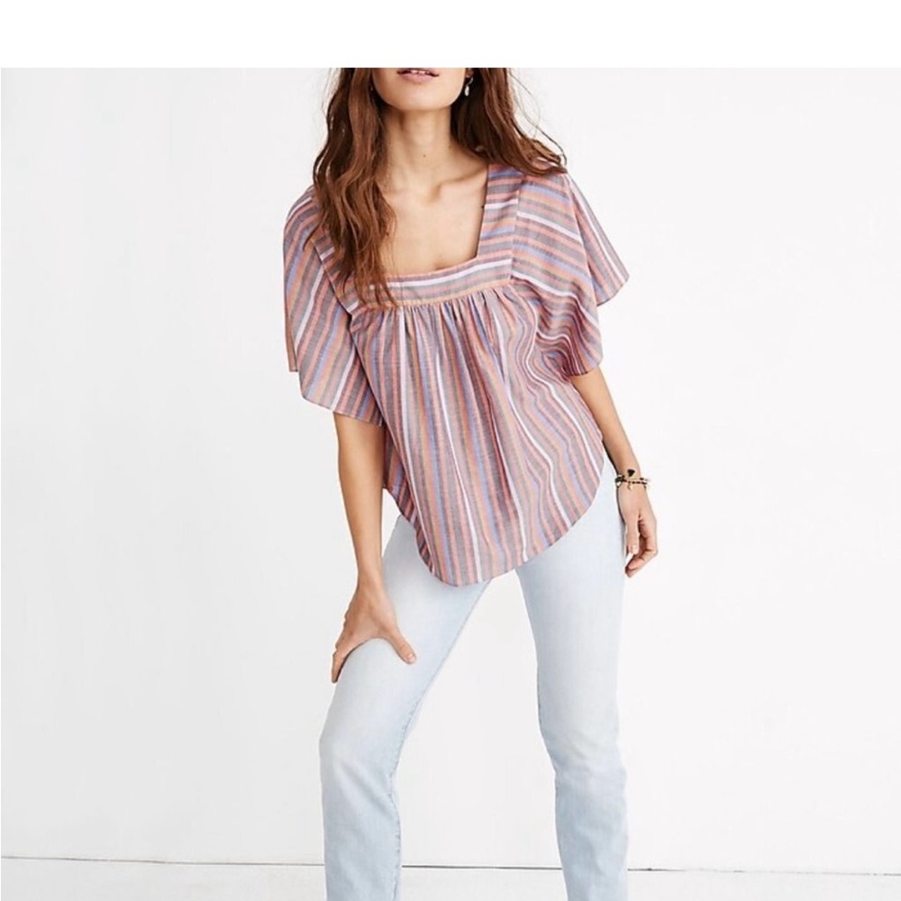 Madewell Butterfly Top in Rainbow Stripe M